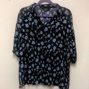 Vintage Women’s Large Melrose Options Floral Button Up Top With Matching Shorts